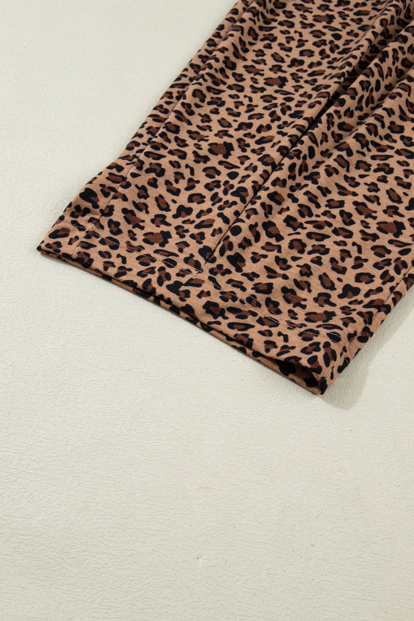 Brown Plus Size Leopard Loose Top Pleated Pants Set