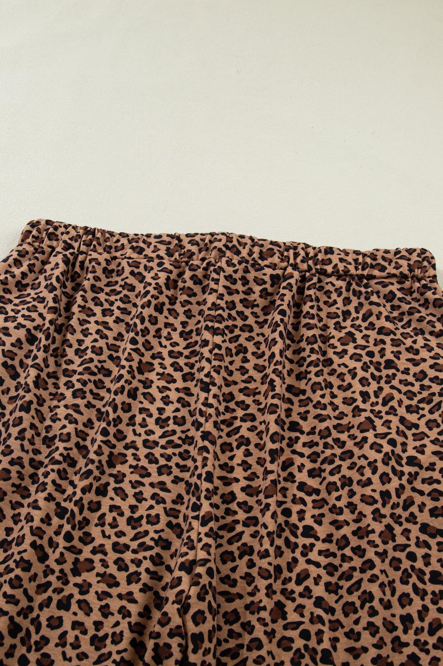 Brown Plus Size Leopard Loose Top Pleated Pants Set