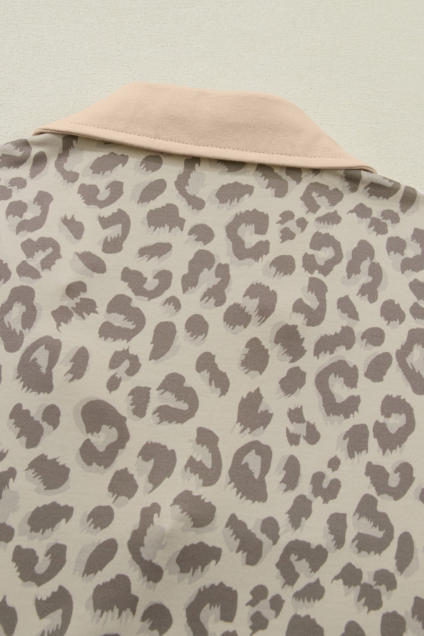 Khaki V Neck Collar Leopard Printed 2pcs Short Set