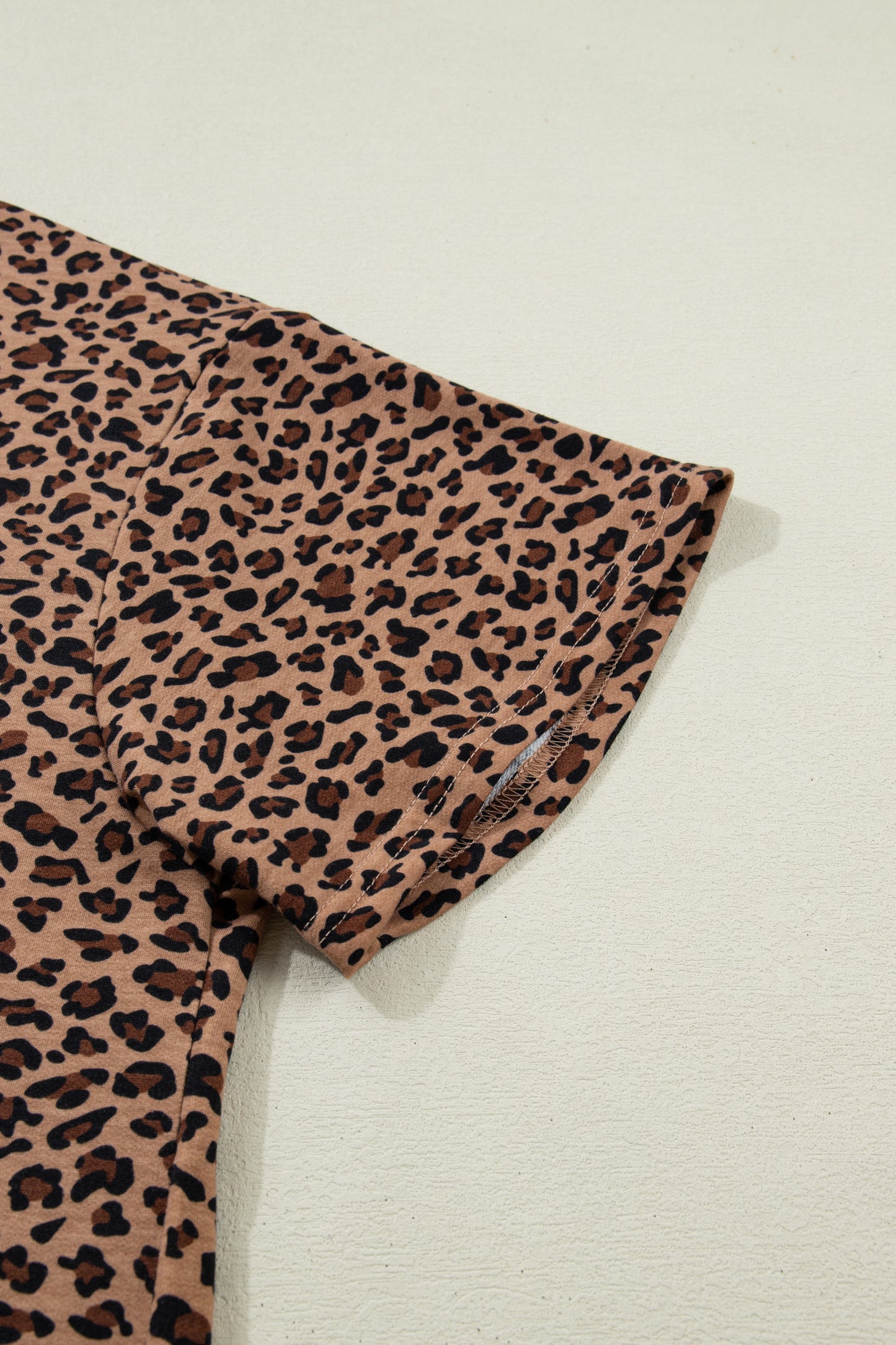 Brown Plus Size Leopard Loose Top Pleated Pants Set
