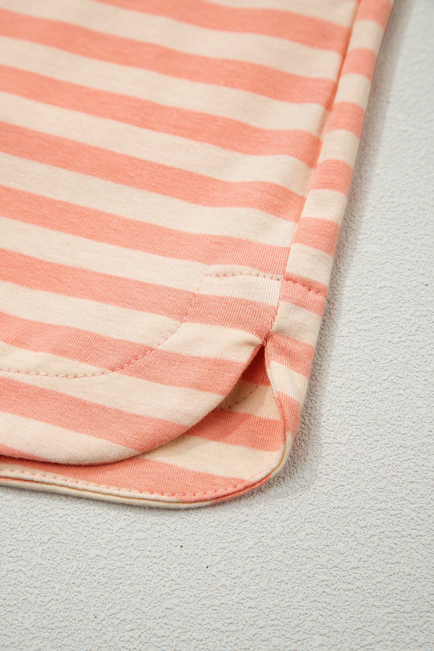 Pink Stripe Drop Shoulder T Shirt and Shorts Plus Size Summer Set