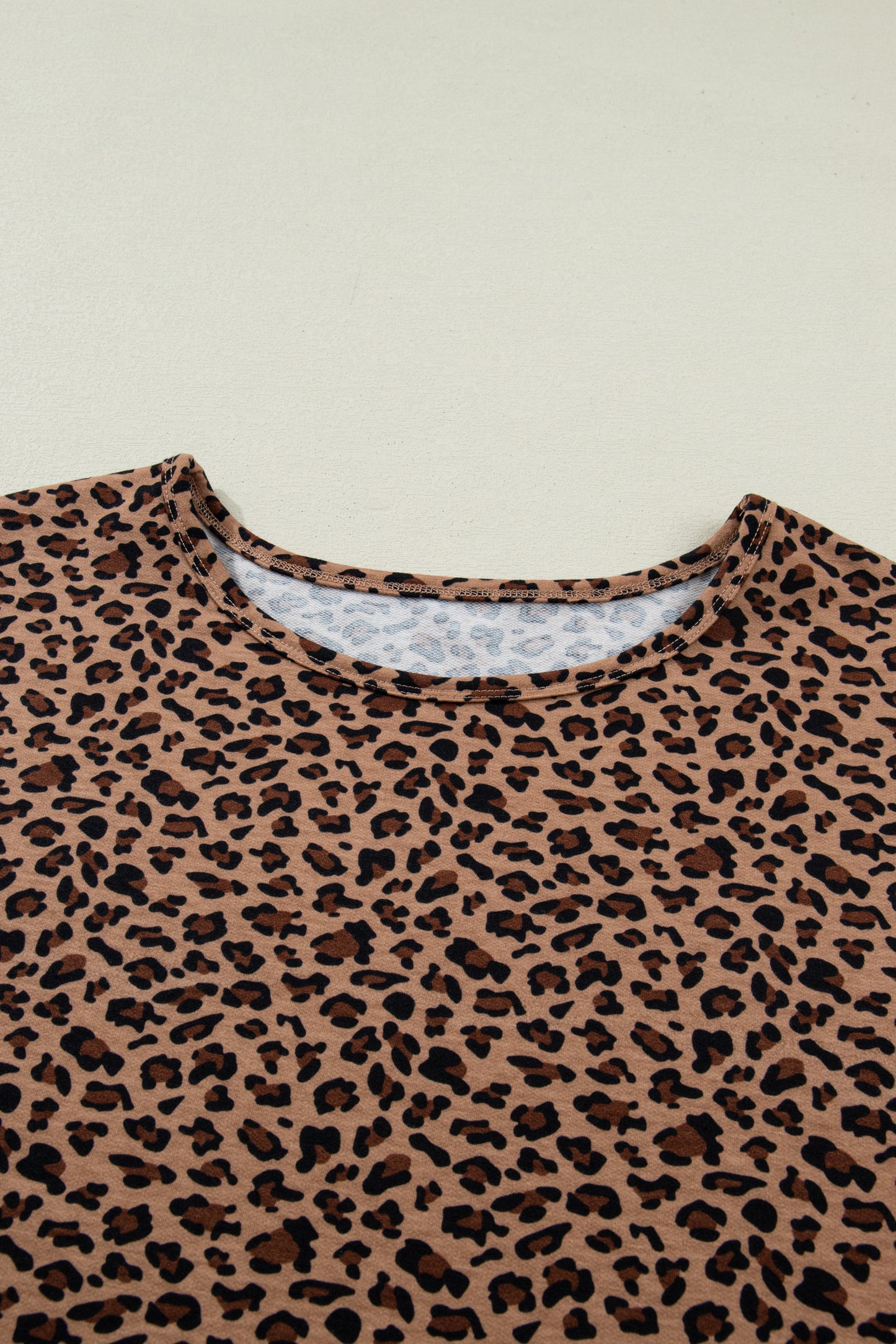 Brown Plus Size Leopard Loose Top Pleated Pants Set
