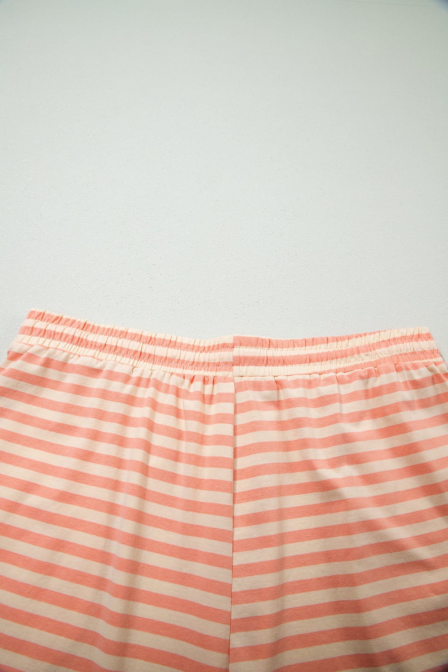 Pink Stripe Drop Shoulder T Shirt and Shorts Plus Size Summer Set