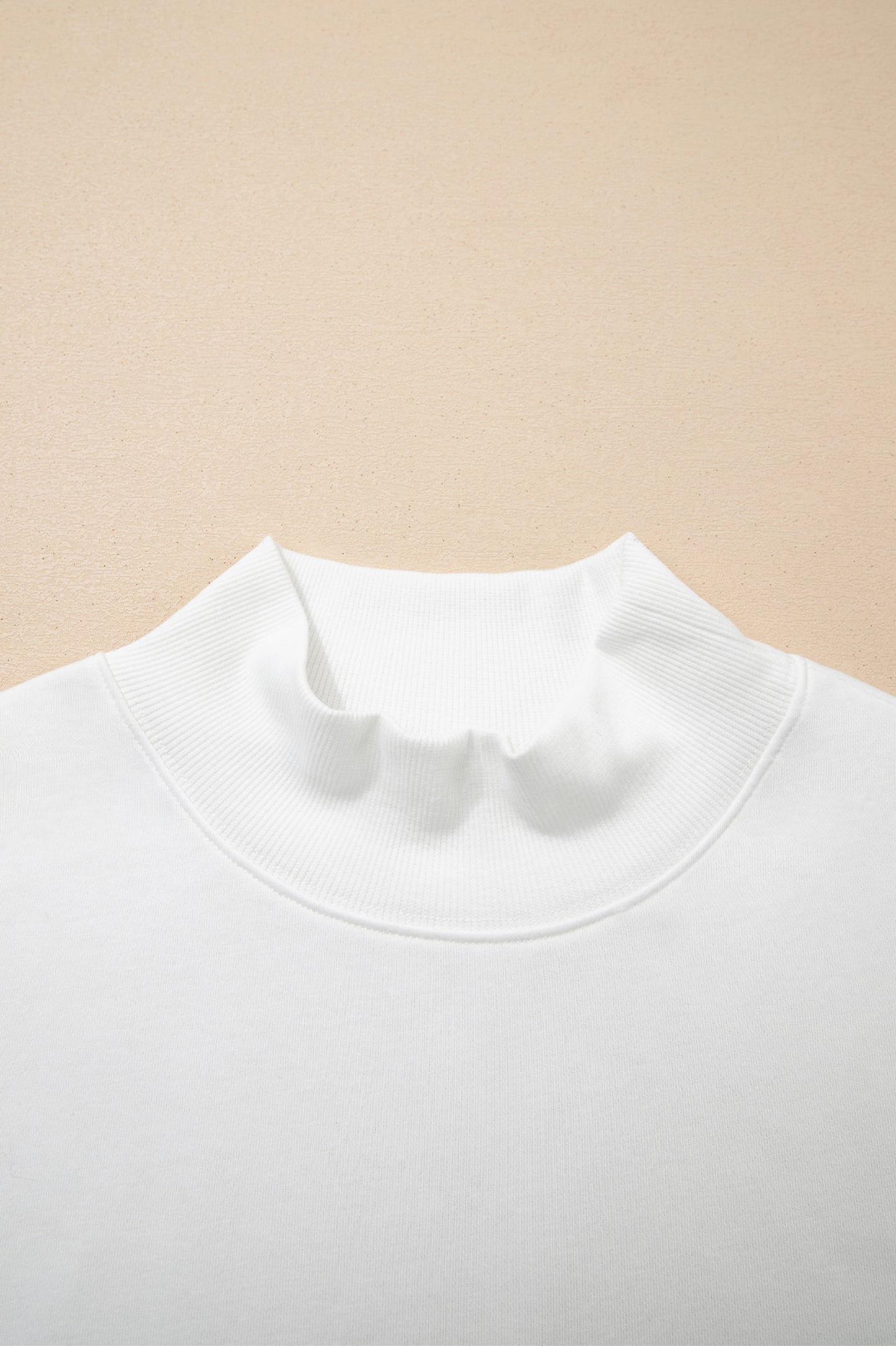 White Solid Color High Neck Cap Sleeve Loose Top
