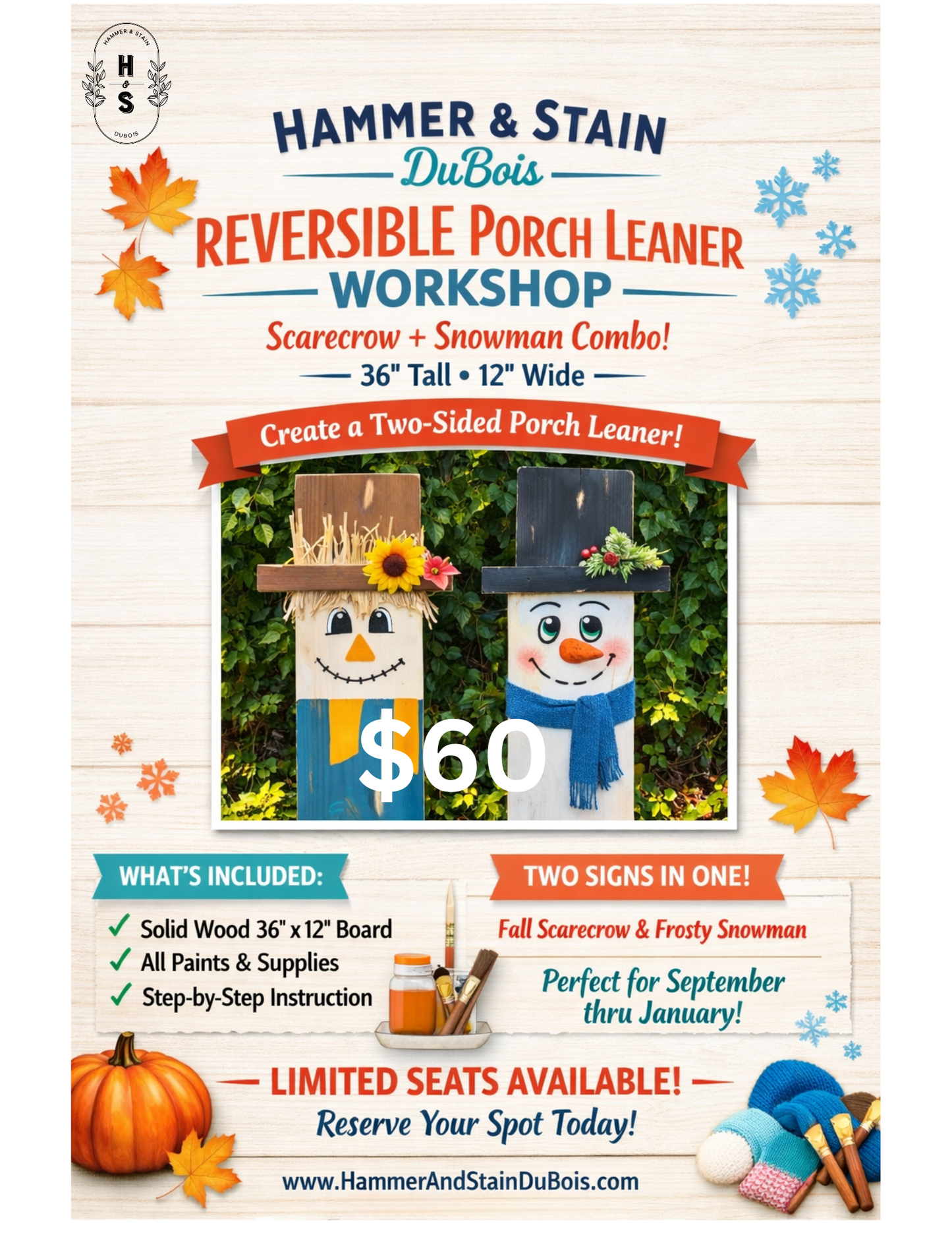 2026-09-24 6 PM Reversible Scarecrow/Snowman  (The Avenue West)