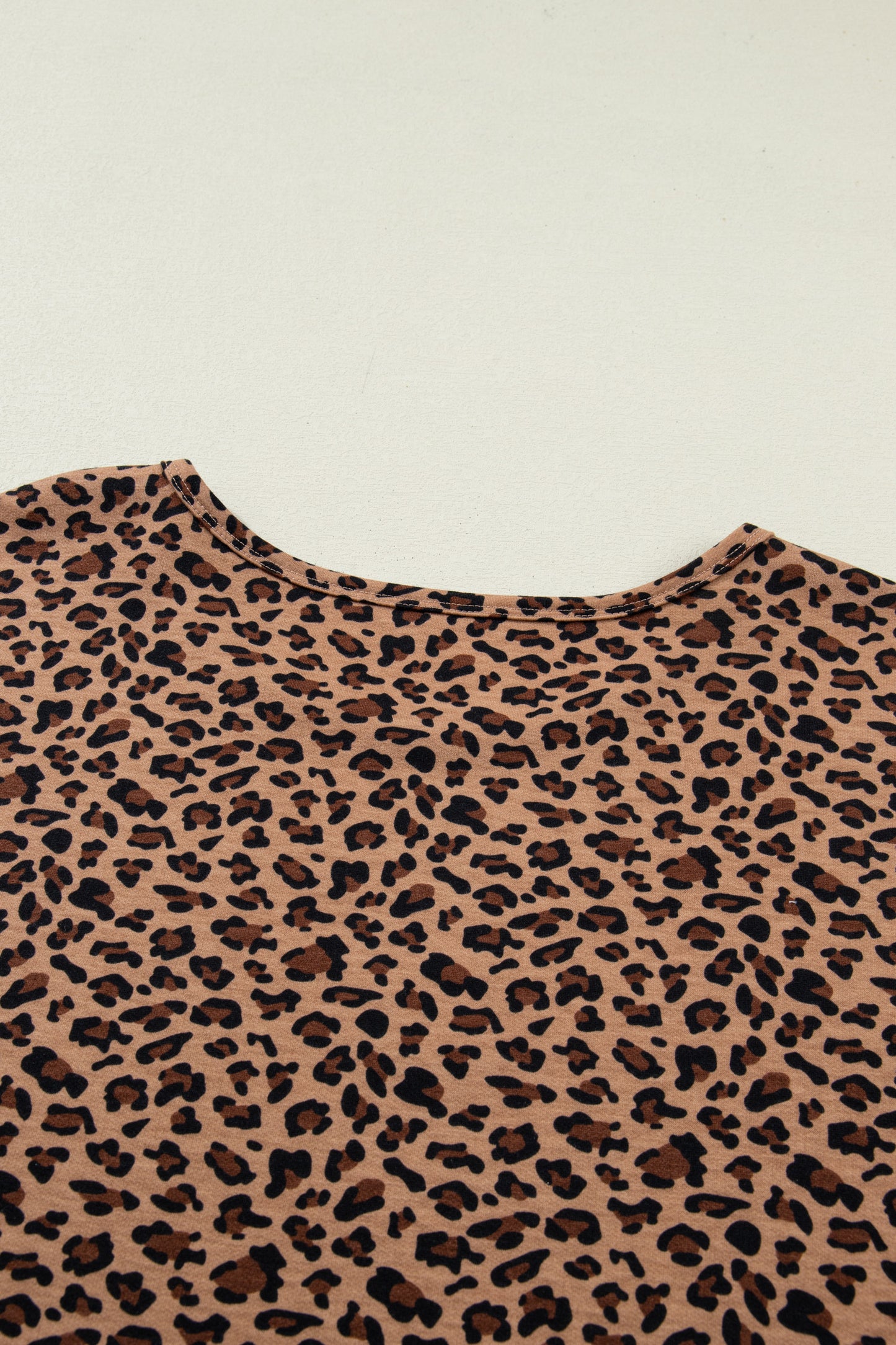 Brown Plus Size Leopard Loose Top Pleated Pants Set