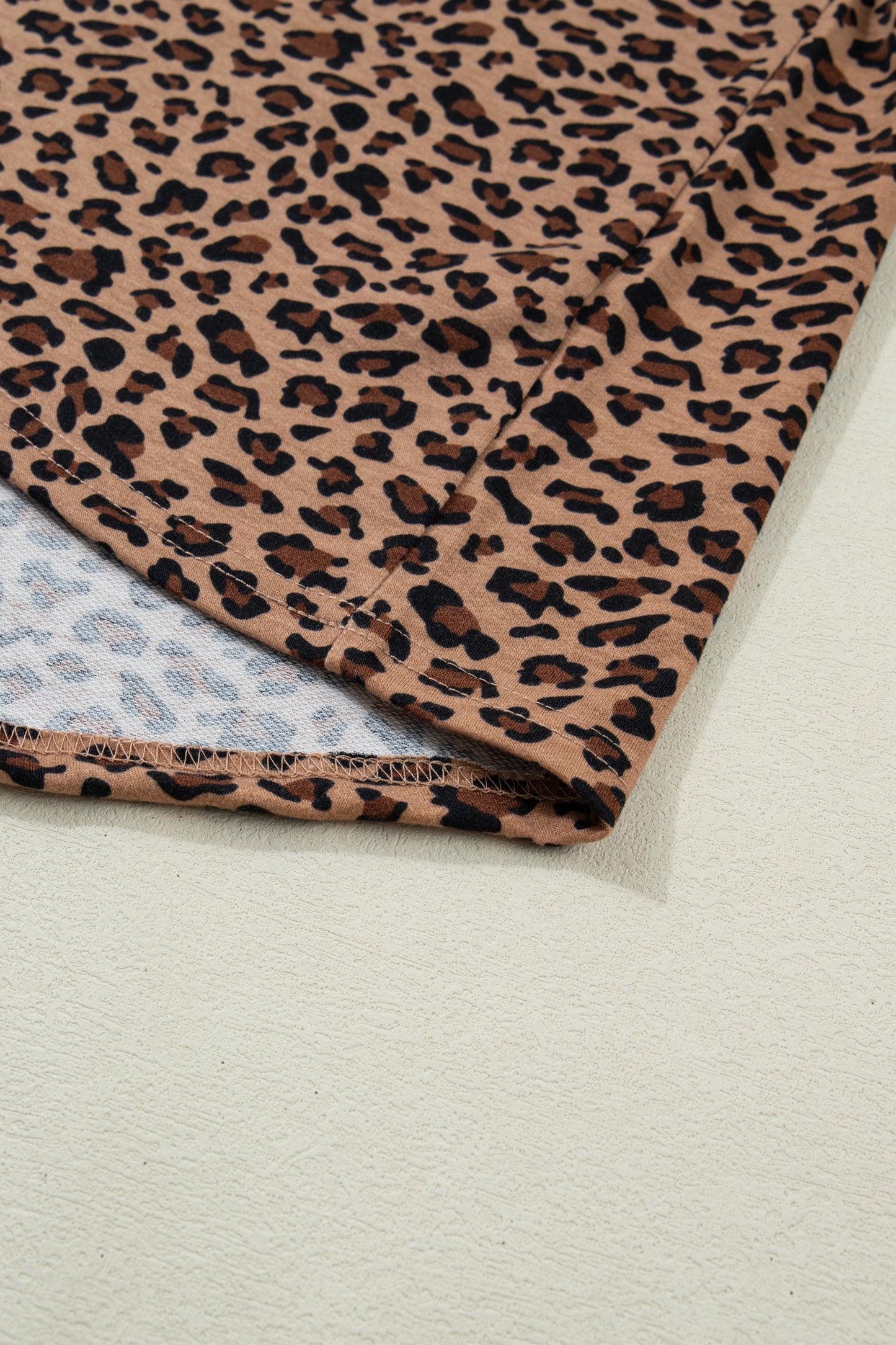 Brown Plus Size Leopard Loose Top Pleated Pants Set