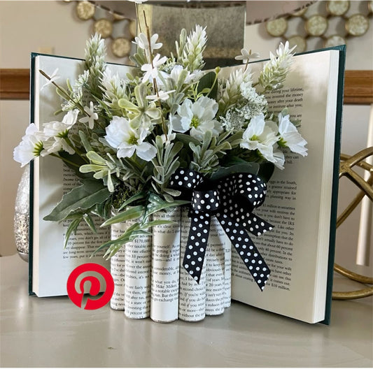 Book Pages Flower Vase